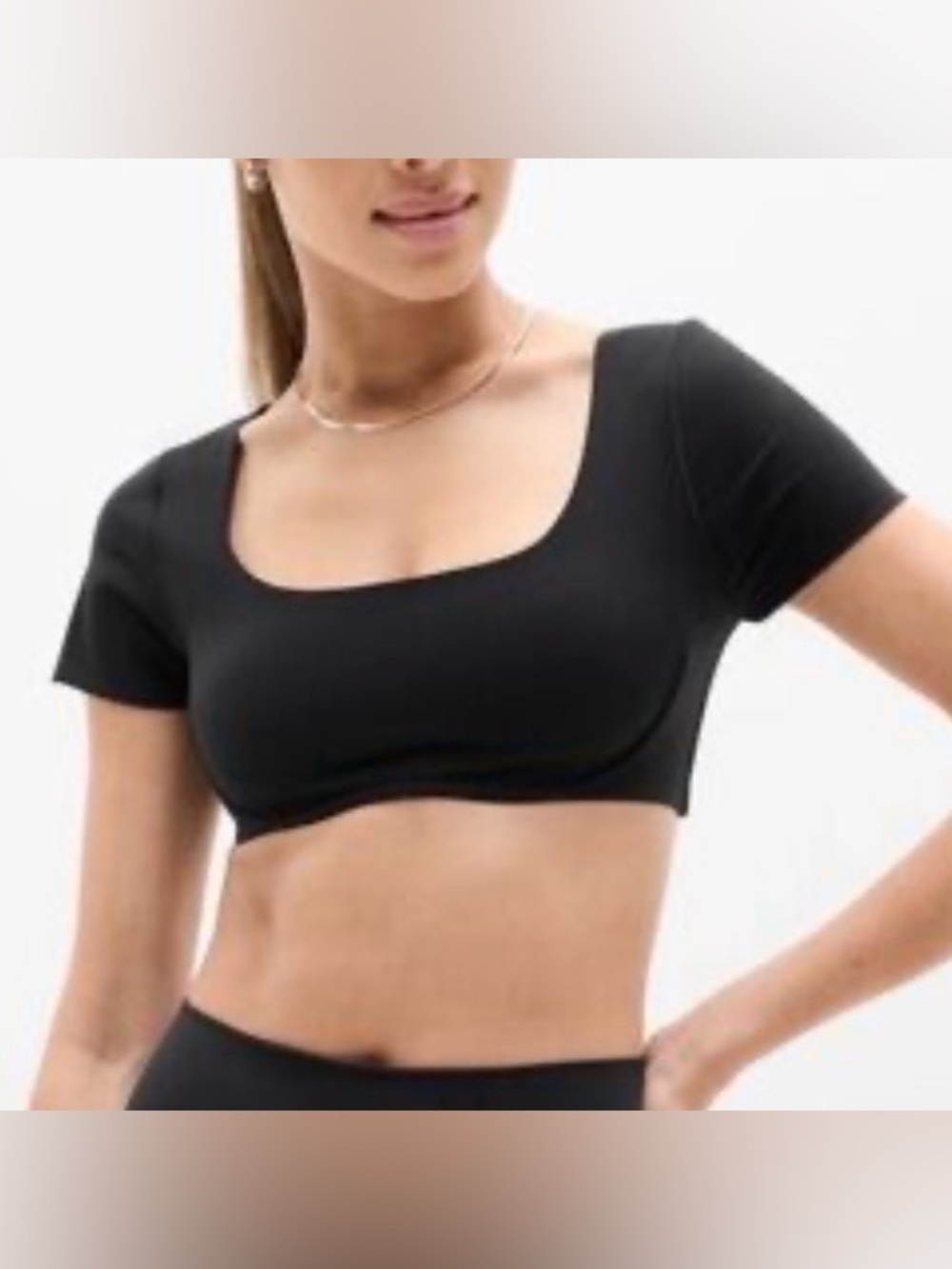 NWT Athleta Balletcore BodyMove Square Neck Crop Tee Size XL